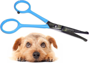 Tiny Trim 4.5″ Ball-Tipped Scissor for Dog, Cat and all Pet Grooming – Ear, Nose, Face & Paw – Scaredy Cut’s small Safety Scissor Blue