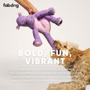 fabdog Floppies Plush Dog Toy – Cute & Durable Squeaky Dog Toys – Best Squeak Toy for Puppies and All Breeds | Ideal Pet Gift| Large Hippo