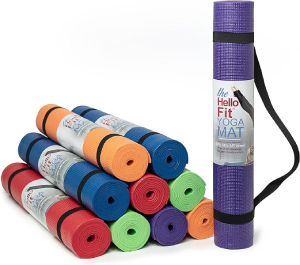 Hello Fit 10-Pack Yoga Mat With Carrying Strap, 68″ x 24″ Non Slip Exercise Mat, 4mm Thick Gym Mat, Bulk Non Toxic Yoga Mats for Home Workout and Studios