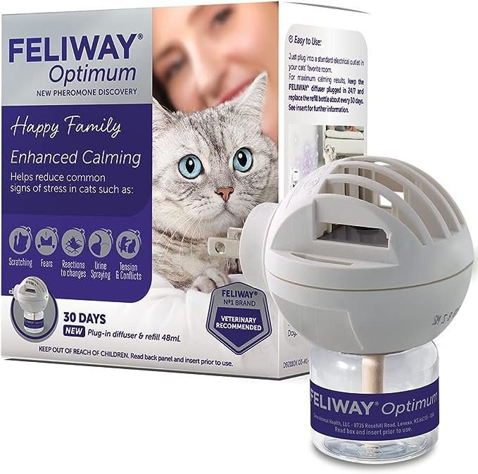 FELIWAY Optimum Cat, Enhanced Calming Pheromone Diffuser, 30 Day Starter Kit (48 mL)