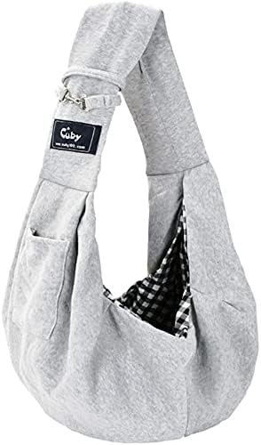 CUBY Dog and Cat Sling Carrier – Hands Free Reversible Pet Papoose Bag – Soft Pouch and Tote Design – Suitable for Puppy, Small Dogs Cats Outdoor (Classic Grey)