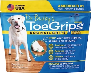 Dr Buzby’s Medium ToeGrips for Dogs, Instant Traction on Wood/Hardwood Floors, Dog Anti Slip Relief, Dog Grippers for Senior Dogs, Stop Sliding Instantly, Rubber Nails for Dogs,1 pack (20 grips)