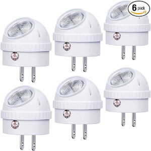 Emotionlite Plug-in Night Lights, Warm White LED Nightlight, 360° Rotation, Dusk to Dawn Sensor, Kids, Adult, Bedroom, Hallway, Bathroom,Kitchen, Stairways, Corridor, UL Listed, 6 Pack