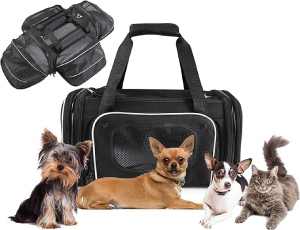 Smiling Paws Pets – Airline Approved Pet Carrier – for Small Pets – TSA Approved – Only 9 Inches Tall (17″x11″x9″)
