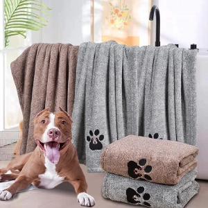 Dog Towels for Drying Dogs – Pack of 2 – Super Absorbent Soft Microfiber Pet Bath Grooming Towel for Dogs and Cats & Mobile Groomers