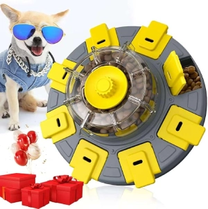 KADTC Dog Puzzle Toys for Small/Medium/Larger Smart Dogs Real Slow Feeder Pet Bowl Puppy Beginner Toy Mental Stimulation Level 2 in 1 Treat/Food Puzzles Dispenser Keep Busy Doggie Interactive Game