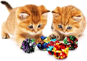 SunGrow 16 Pack Puppy Crinkle Toy Balls, Colorful Cat Balls Chew & Chase, Lightweight Mylar Toys for Indoor Cats to Keep Fit and Active, Suitable for French Bulldog, Dachshund, Pomeranian, Chihuahua