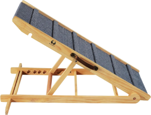 Adjustable Dog Cats Ramp, Folding Portable Wooden Pet Ramp for All Small and Older Animals – 42″ Long and Adjustable from 14” to 26” – Rated for 200lbs – Lightweight Dog Car Ramps for SUV, Bed, Couch