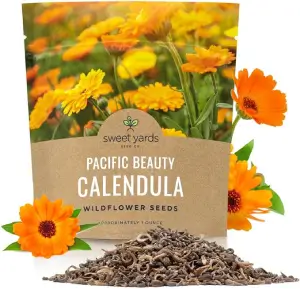 Calendula ‘Pacific Beauty Mix’ – Extra Large Packet – Over 3,000 Open Pollinated Non-GMO Wildflower Seeds – Calendula officinalis