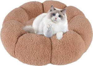 Calming Dog Bed for Small Medium Dogs, Donut Fluffy Round Puppy Bed for Dogs & Cats Washable Dog Cat Pet Bed Orthopedic Dog Sofa Bed(X-Small, Brown)