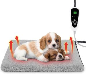 Heated Cat Bed, 11 Adjustable Temperature Pet Heating Pad Indoor for Dogs Cats Heating Mat with Timer, Auto Power Off, Electric Pet Heating Pad for Cat House (M(28″ x 18″), Grey)