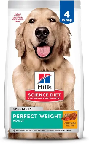 Hill’s Pet Nutrition Hill’s Pet Nutrition Science Diet Dry Dog Food, Adult, Perfect Weight for Healthy Weight & Weight Management, Chicken Recipe, 4 lb Bag
