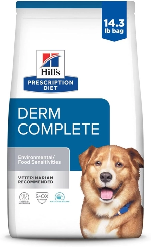 Hill’s Prescription Diet Derm Complete Skin & Food Sensitivities Dry Dog Food, Veterinary Diet, 14.3 lb. Bag