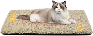 Miguel Self Warming Cat Bed Self Heating Cat Dog Mat 30 x 20 inch Extra Warm Thermal Pad for Indoor Outdoor Pet with Removable Washable Sherpa Cover Non-Slip Bottom (Light Brown,M)