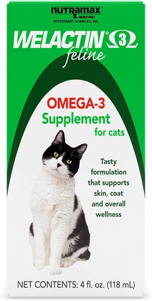 Nutramax Welactin Omega-3 Fish Oil Skin and Coat Health Supplement Liquid for Cats – 4 Ounce