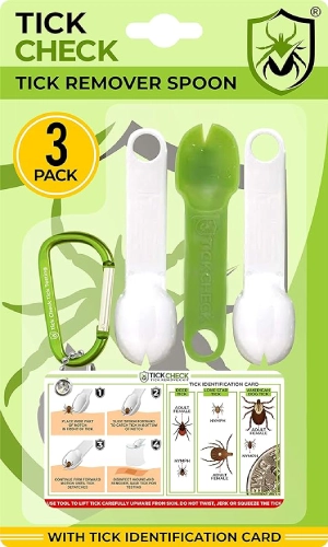 Tick Remover Spoon – 3 Pack of Lightweight Tick Remover Tools with Free Tick ID Card & Carabiner (1 Set of 3 Spoons)