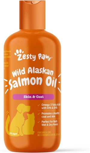 Wild Alaskan Salmon Oil for Dogs & Cats – Omega 3 Skin & Coat Support – Liquid Food Supplement for Pets – Natural EPA + DHA Fatty Acids for Joint Function, Immune & Heart Health 8.5oz