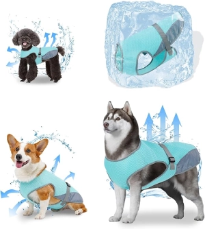 oUUoNNo Dog Cooling Vest,Cooling Vest for Dogs,Dog Cooling Jacket,Pet Cooling Vest,Breathable Mesh Ice Vest Adjustable Straps Cool Vest for Small Medium and Large Dogs (Small, Blue)