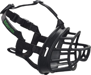 BASKERVILLE ULTRA MUZZLE – Patented Humane Design, Breathable, Dog can Pant and Drink, Adjustable, Padded, Training Muzzle for Medium-sized Dogs, Prevents Biting, Wildlife Scavenging (Size 3, Black)