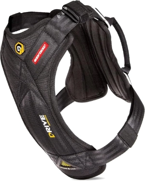 EzyDog Drive Safety Travel Dog Car Harness – Crash Tested US (FMVSS 213) – Premium Vehicle Restraint Vest for Protection and Comfort – Easy One Time Fit and Use with Car Seat Belt (Medium) Black
