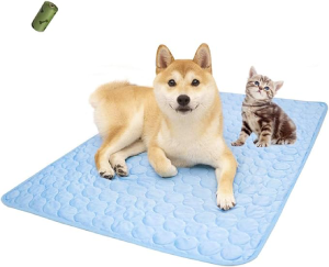 MICROCOSMOS Summer Cooling Mat & Sleeping Pad- Water Absorption Top, Materials Safe, Easy Carry, EZ Clean. Keep Cooling for Pets, Kids and Adults.(Blue, 40″ x 28″)