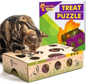 Classic – Cat Puzzle Feeder – Interactive Enrichment Toy – Treat Puzzle Box – Food Maze for Indoor Cats