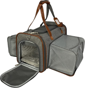 Mr. Peanut’s Gold Series Double Expandable Pet Carrier – Platinum Gray