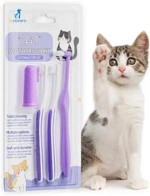 Cat Toothbrush Complete Kitty Dental Care Kit with Teeth Whitening Tracker – Premium Brushes for Cats, Easy Oral Hygiene & Gap Cleaning-cat