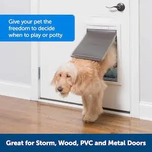 PetSafe Extreme Weather Dog Door, Large Dog Door for Exterior Doors (Large), Extreme Dog Door Three Flap System Pet Door, Energy Efficient Pet Access, Exterior Door with Dog Door (White – Large)
