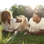 Fig 1. Young couple with dog.