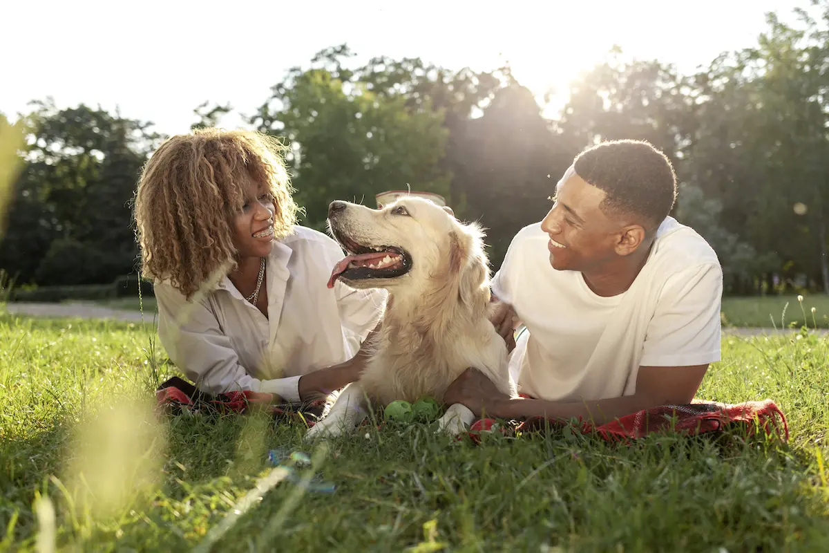 Fig 1. Young couple with dog.