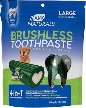 ARK NATURALS Brushless Toothpaste, Dog Dental Chews for Large Breeds, Freshens Breath, Helps Reduce Plaque & Tartar, 18oz, 1 Pack