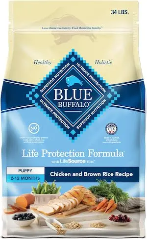 Blue Buffalo Life Protection Formula Puppy Dry Dog Food with DHA and ARA, Made with Natural Ingredients, Chicken & Brown Rice Recipe, 34-lb Bag