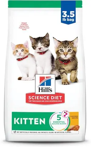 Hill’s Science Diet Kitten, Kitten Premium Nutrition, Dry Cat Food, Chicken Recipe, 3.5 lb Bag